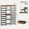 Rustic Brown 10-Tier Shoe Rack with Metal Frame and Mesh Shelves